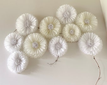 Set of 10 Tissue Paper Flowers, Bridal Shower Decoration, Flower Wall, PICK YOUR COLORS