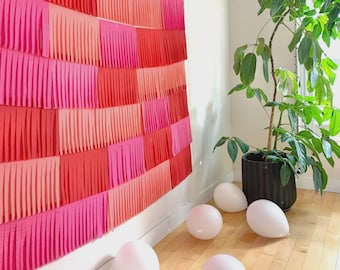 Custom Fringe Garland Photo Backdrop, Streamer Wall Party Decoration, Pick Your Colors