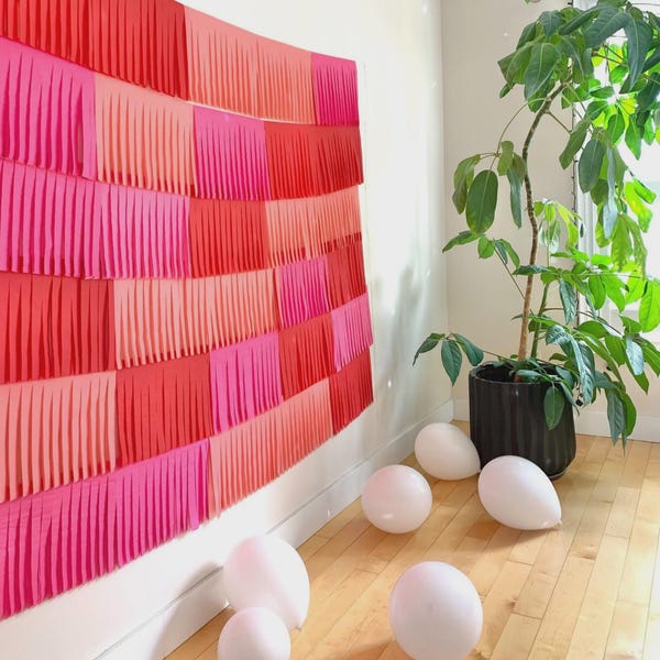 Custom Fringe Garland Photo Backdrop, Streamer Wall Party Decoration, Pick Your Colors