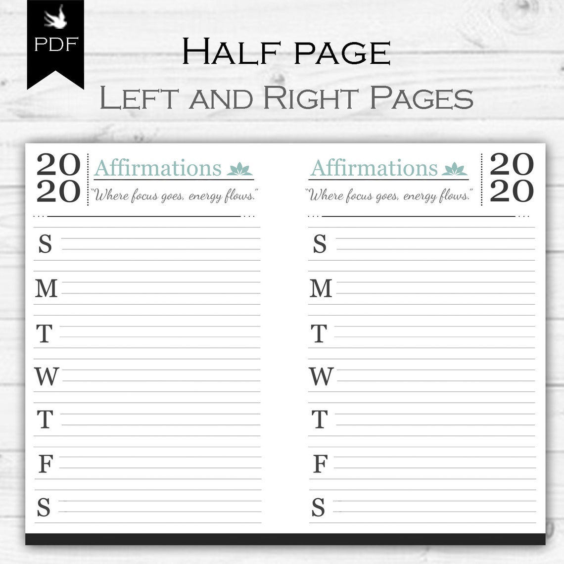 Buy Daily Affirmations Printable Planner Page A5, A4, Personal PDF ...