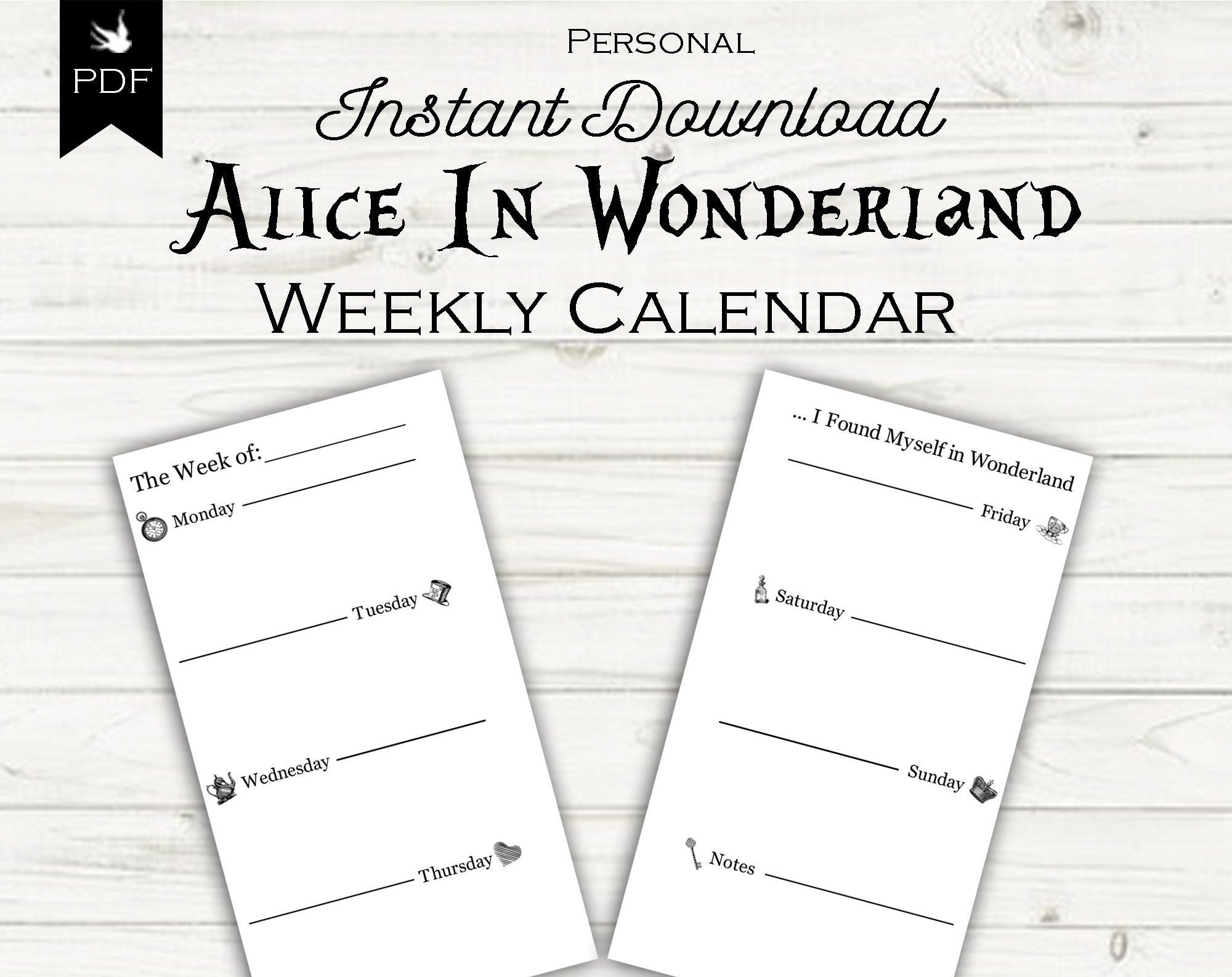 weekly-week-on-two-pages-printable-planner-calendar-alice-in-etsy-norway