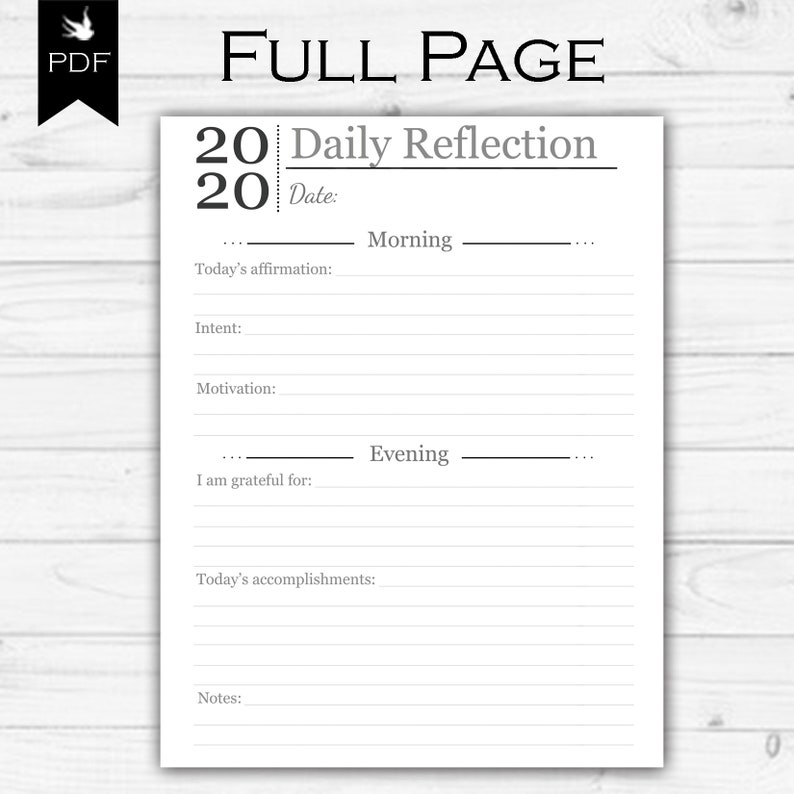 Daily Reflection Journal Printable Planner Page - Etsy