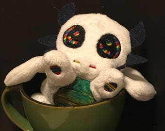 White Galaxy and Rainbow Dragon Plushie, Stuffed Animal Plush Toy, Softie