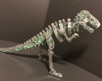 Blu scuro Glitter dinosauro scheletro 3D Puzzle - figura di fossili di T-Rex