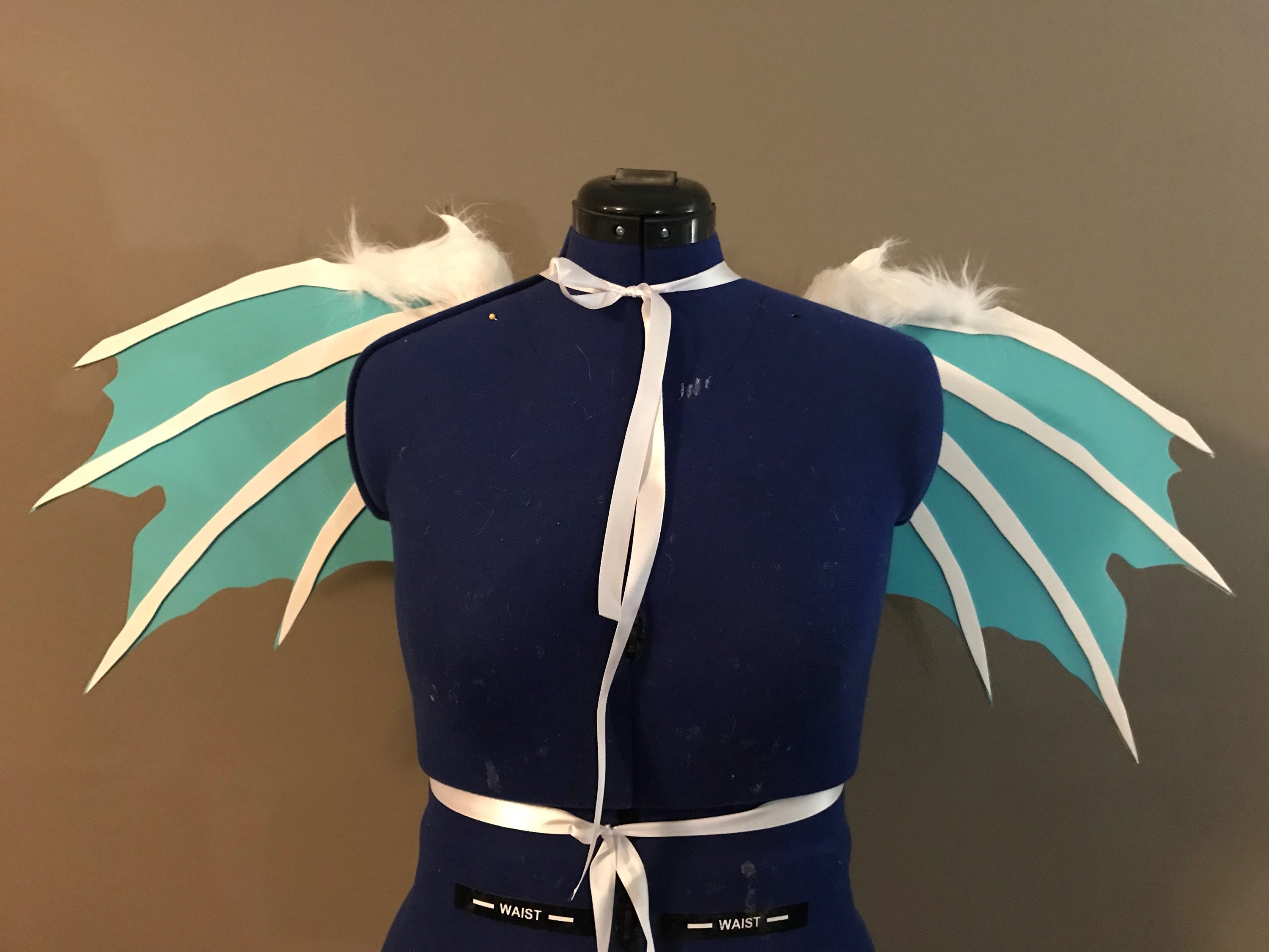 Realistic White and Blue Fuzzy Dragon Cosplay Wings Etsy