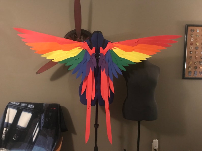 Realistic Rainbow Tailed Bird Cosplay Wings
