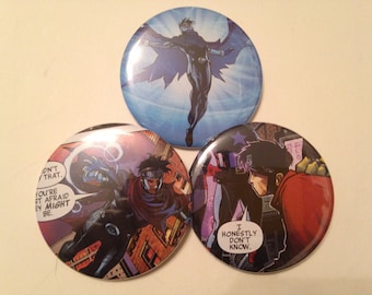 Confezione da 3 spille a tema Wicca/Billy Kaplan con fumetto