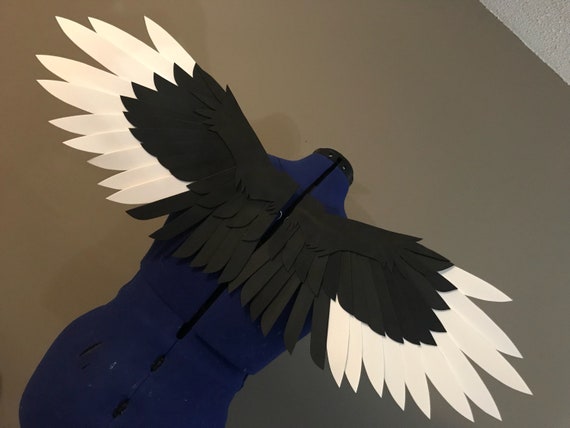 Ailes De Cosplay Réalistes Oiseau Noir Et Blanc