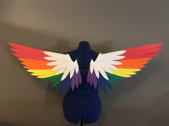 Realistische Weiß Und Regenbogen Vogel Cosplay Flügel