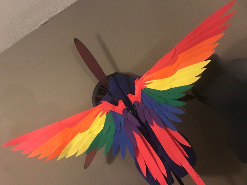 Realistic Rainbow Tailed Bird Cosplay Wings