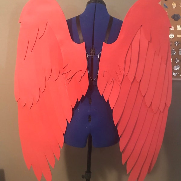 Realistic Red Folded Cosplay Wings - Costume Bird Angel Wings