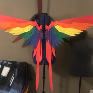 Realistic Rainbow Tailed Bird Cosplay Wings