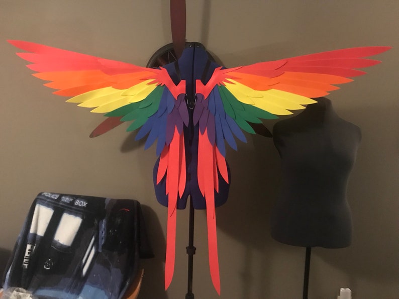 Realistic Rainbow Tailed Bird Cosplay Wings