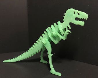 Verde UV Glitter dinosauro scheletro 3D Puzzle - figura di fossili di T-Rex