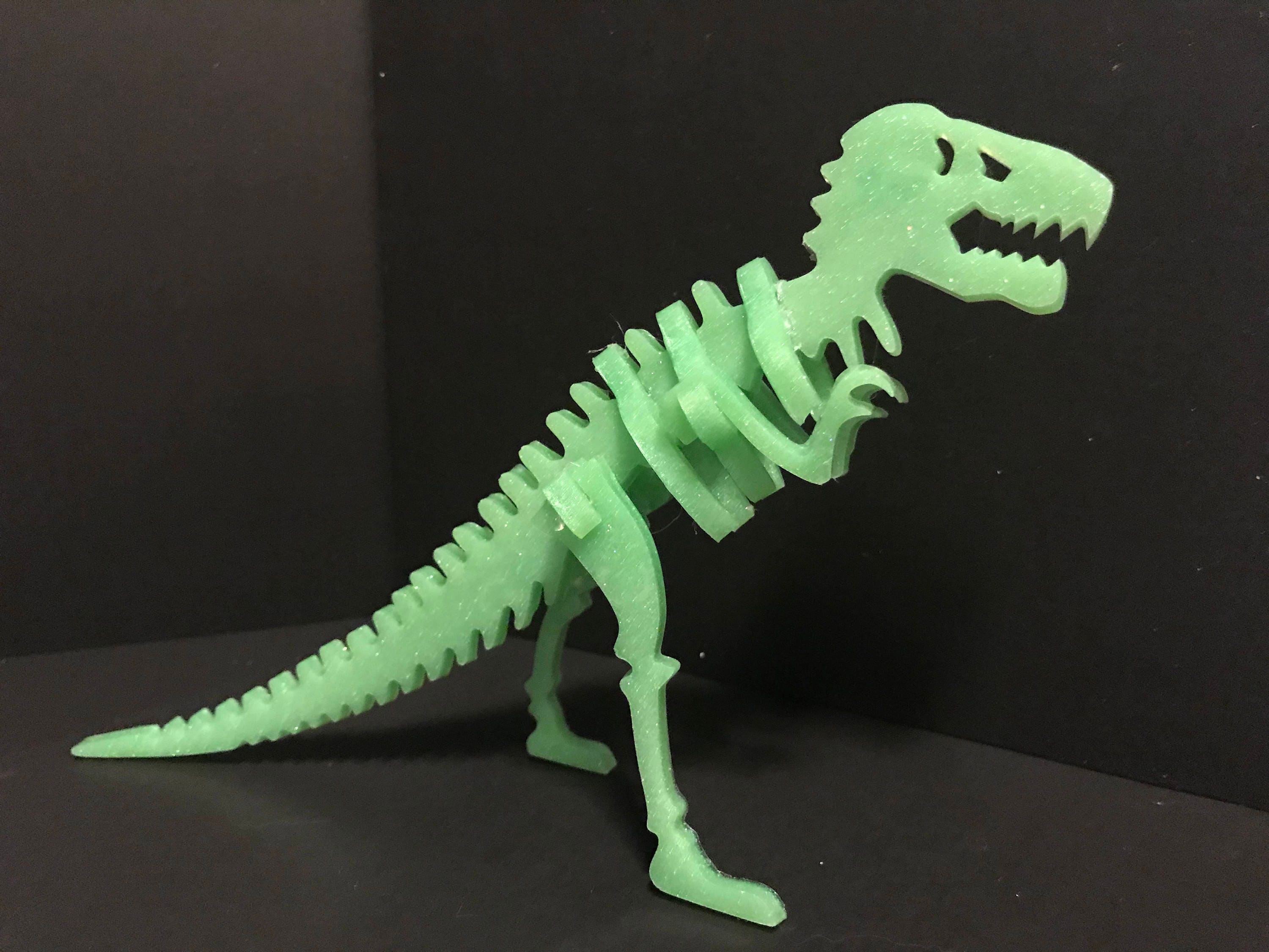 UV Green Glitter Dinosaur Skeleton 3D Puzzle - T-rex Fossil