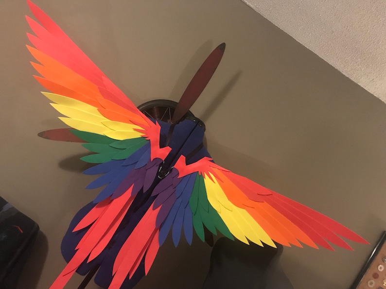 Realistic Rainbow Tailed Bird Cosplay Wings
