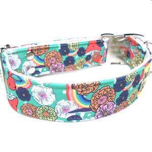 Hippie Flower Power Eco Dog Collar in Green