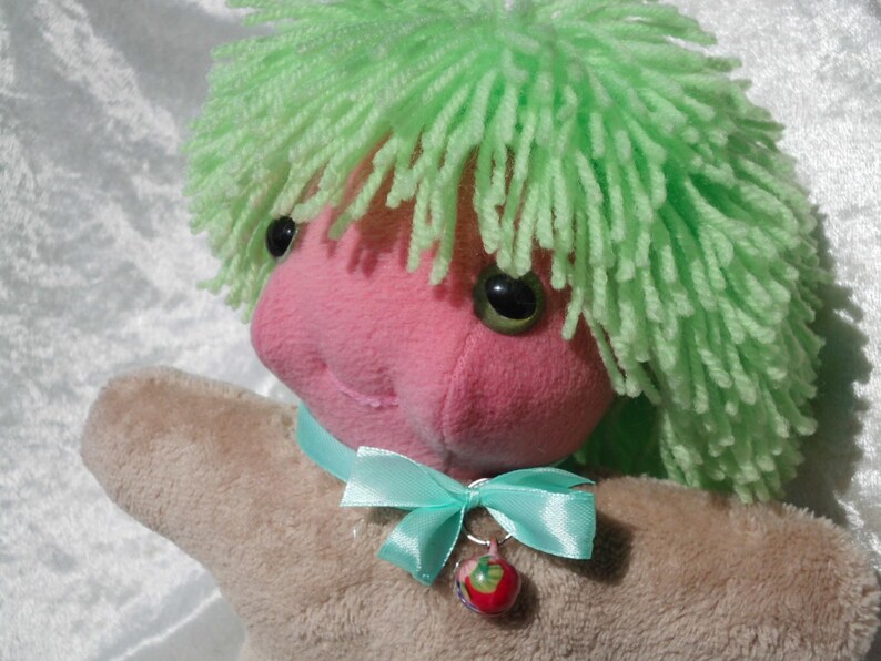 Home Decor Small Soft Dwarf Gnome Sprite Fairy WILD HAIR Mister Mint-Fresh Sea-Anemone happy cute DOLL Handmade Ooak tallhappycolors