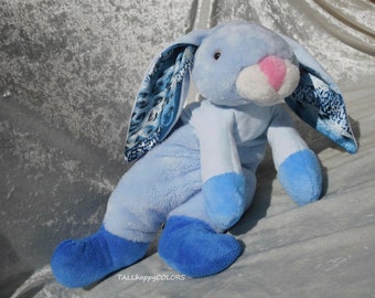 BLUE JEANS Rabbit Remembrance Toddler Clothing, Memory BUNNY blue for Boys Baby Shower soft toy rabbit stuffed animal cuddly floppy bunny