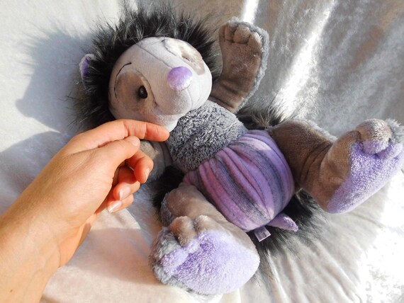 purple hedgehog dog toy