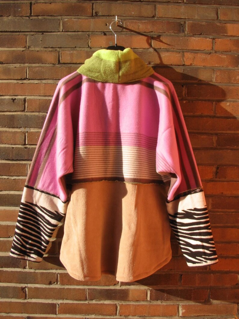 Lavender Zebra Sweater Tall Women xxl EXTRA LONG SLEEVES purple green fleece pullover oversize warm sweater tall women clothing handmade