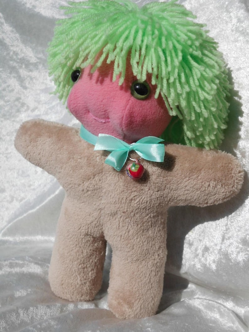 Home Decor Small Soft Dwarf Gnome Sprite Fairy WILD HAIR Mister Mint-Fresh Sea-Anemone happy cute DOLL Handmade Ooak tallhappycolors