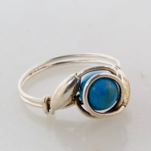 Vintage sterlingzilveren turkoois ring - draadgewikkelde ring - maat 5,75