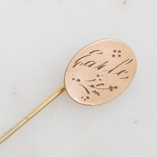 Vintage 1900s Earle Stick Pin - Engraved Earle Pin - Gift For Earle - Earle Name Pin - Rose Gold Stick Pin - Edwardian Pin