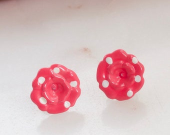 Vintage rosa Blumen-Ohrstecker
