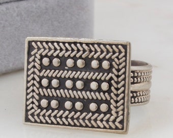Sterling Silber Quadrat Ring - Geometrische Ring - Größe 9,5 Ring - Verstellbarer Ring - Geschenk für Sie - Geschenk für Ihn