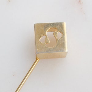Broche de oro con inicial S de BIAGI vintage de 1977 - Broche con letra S - Regalo con inicial S - Broche cúbico - Regalo para él - Regalo para ella