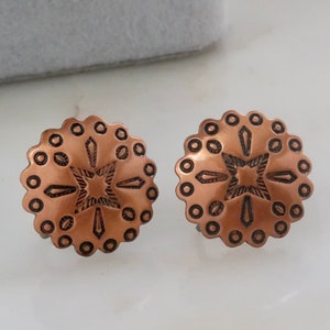 Vintage 1960s COPPER BELL Earrings Copper Concho Earrings Southwestern Earrings Native American Earrings Copper Earrings Dainty Earrings