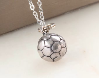 Vintage Sterling Silver Soccer Ball Necklace - Football Necklace