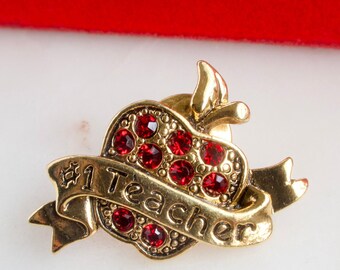 Vintage Avon Red Apple Anstecknadel - #1 Lehrer Anstecknadel