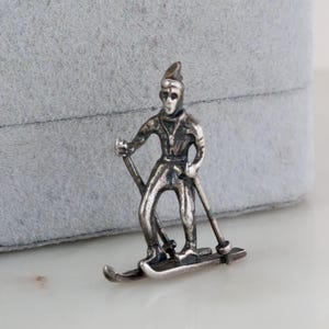 Vintage Sterling Silver Ski Skier Charm, Skiing Charm