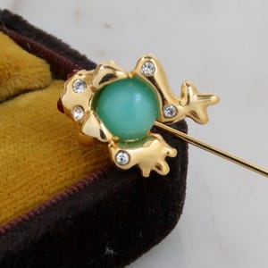 Vintage strass groda guld pinne nål