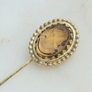 Vintage Brown Cameo Stick Pin