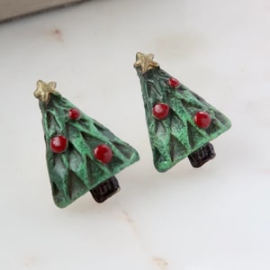 Vintage Christmas Tree Stud Earrings