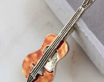 Vintage Guitar Pin Musical Instrument Pin