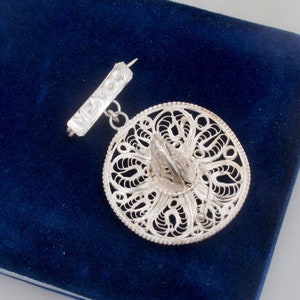 Vintage Sterling Silver 3D Filigree Sombrero Brooch, Mexican Hat Pin, Filigree Sombrero Hat Pin, Gift Brooch