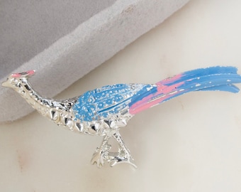 Vintage GERRY'S Pfau Brosche Blau Pfau Brosche Vogel Brosche Silber Pfau Brosche Geschenk für Sie Rosa Pfau Pin