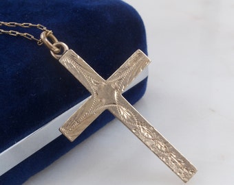 Vintage 1920s MH & Co 12k Gold Filled Cross Necklace, Cross Pendant, Unisex