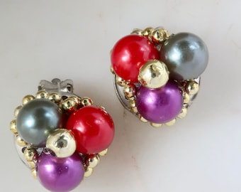 Vintage Beaded Cluster Earrings