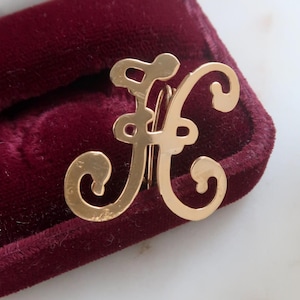 Vintage Gold Initial H Letter Brooch
