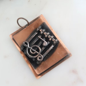 Vintage Genuine Copper Musical Notes Pendant Musical Gift Statement Pendant Treble Clef Pendant Music Teacher Gift Musician Gift