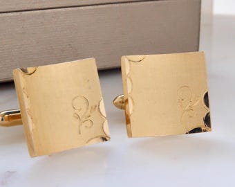 Vintage SWANK gouden vierkante manchetknopen