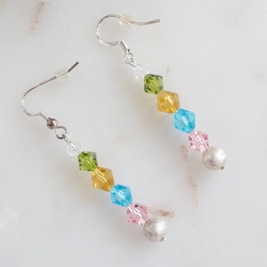 Vintage Multi Colored Crystal Dangle Earrings