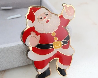 ヴィンテージ エナメル サンタ ベル ブローチ：クリスマス ピン - Etsy
