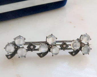 Vintage Sterling Silver Clover Bar Brooch