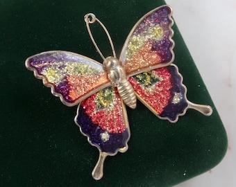 赤い蝶、宝石の蝶、蝶のブローチ、蝶のピン、輝く蝶、赤い蝶、蝶の